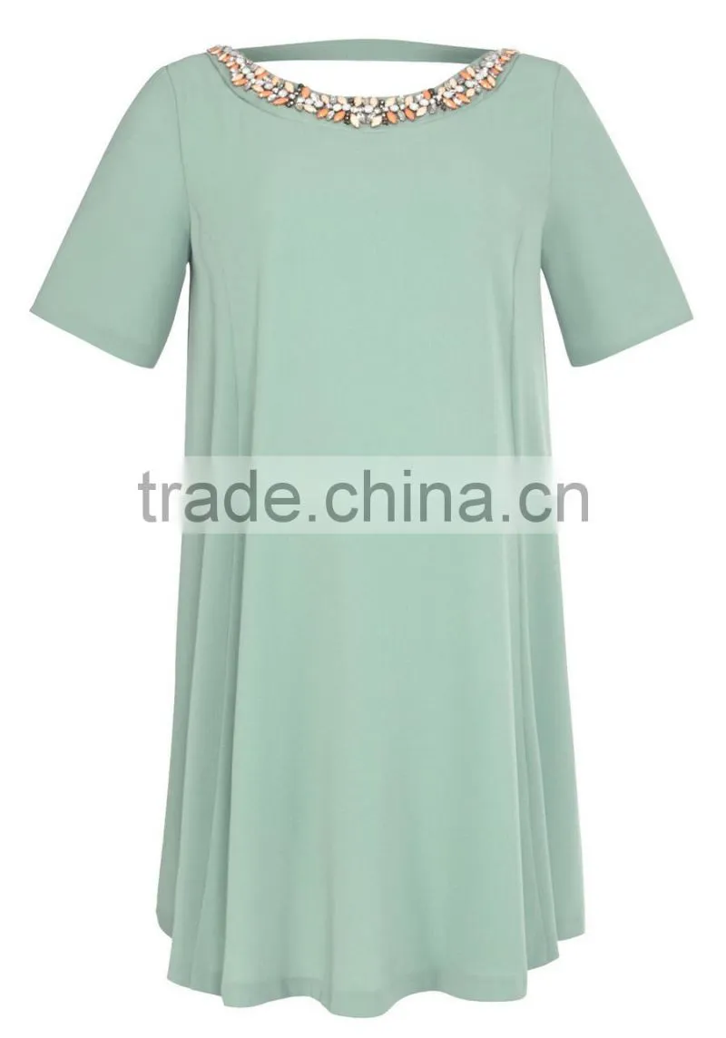 fashion Embellished Trim Swing maternity dress wear