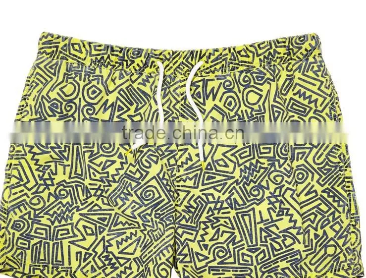 Factory custom 100% cotton wholesale athletic shorts with abstract print acid wash