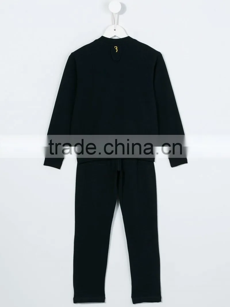 2017 new style children fashion contrast pocket tracksuit baby girl boutique clothing sets wholesale