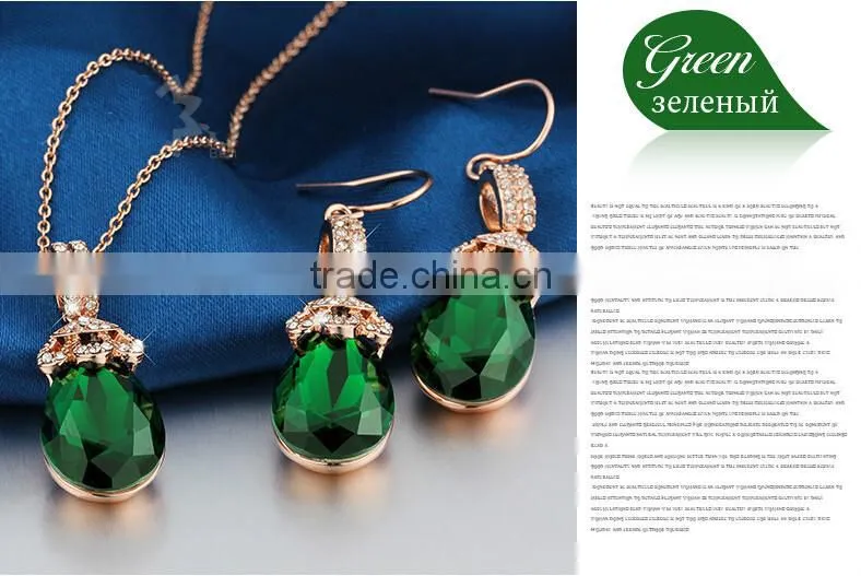 Wedding Bridal Party Crystal Rhinestone Pendant Necklace & Earrings Jewelry Sets