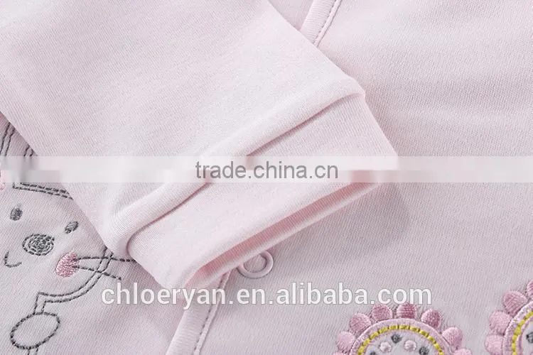 100% cotton long sleeve clothes baby girl sleep pink infant wear