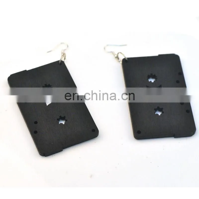 Big Size Hip Hop Customized Good Wood Cassette Tape Earring
