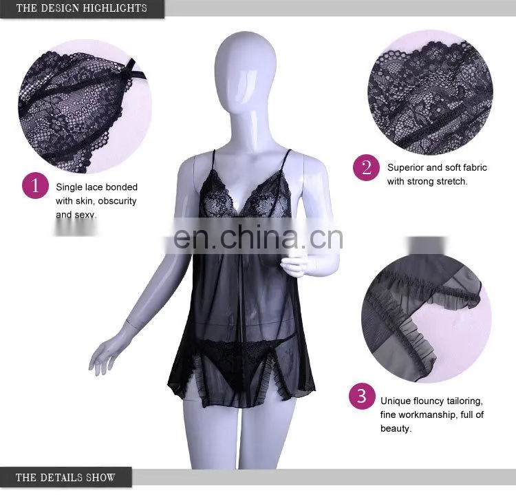 New Arrival Elegant Black Female Sexy Hot Fashion Show Lingerie