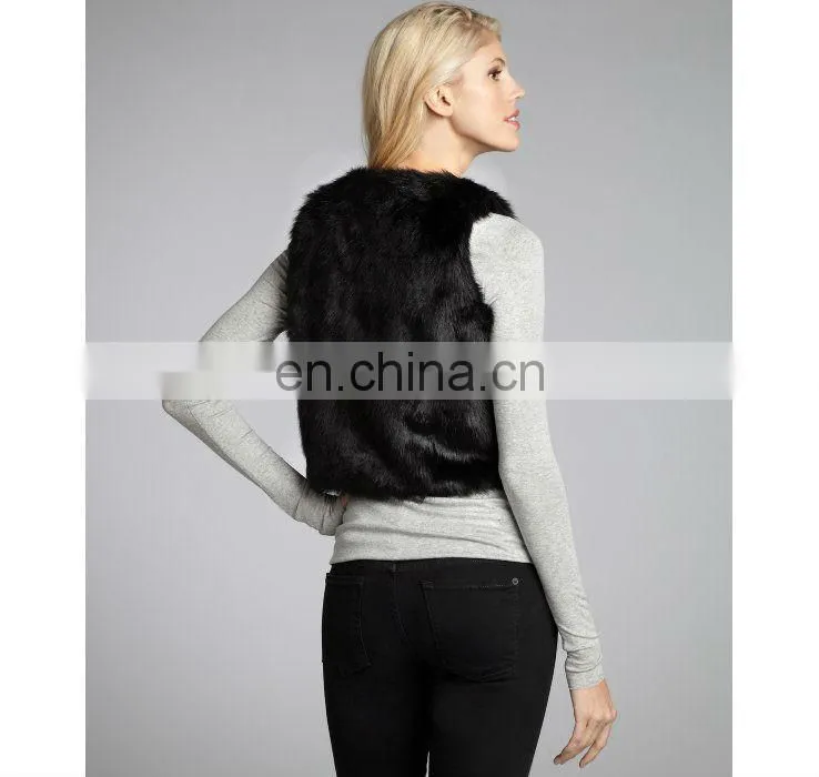 dyed black fox fur vest /color could be customized