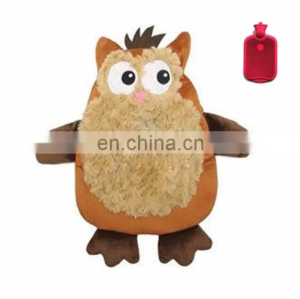 Animal shape cute brown owl toys hot water bottle plush cover