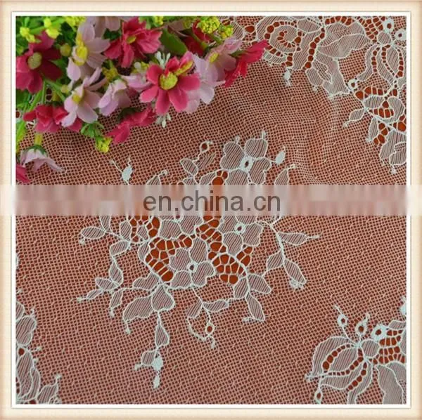 Fancy white flower design bridal lace trim eyelash lace fabric wholesale