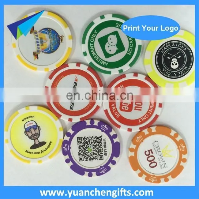 Custom colorful plastic poker chip with golf ball marker
