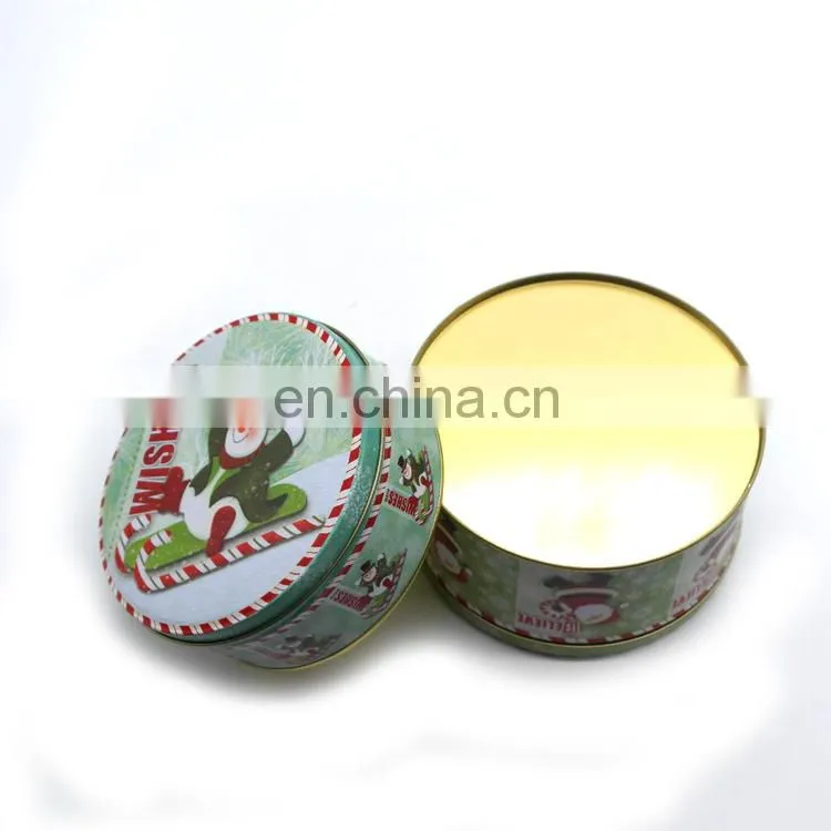 Food grade custom round christmas metal gift tin box wholesale