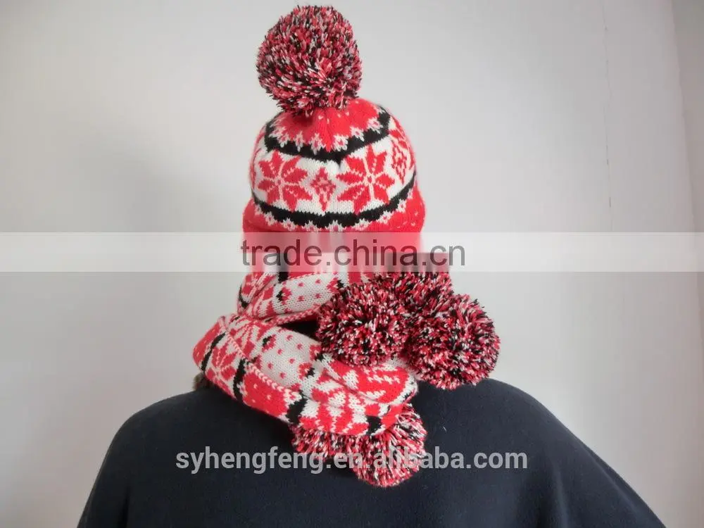 2015 women fashion Two-pieces knitted hat and scarf