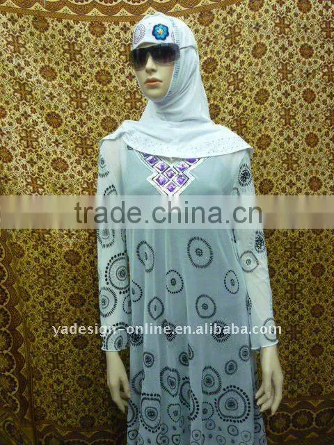C206 Popular Arabian Islamic muslim abaya with caps