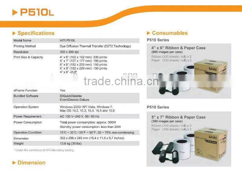 Automatic cut HiTi P510L digital thermal printer