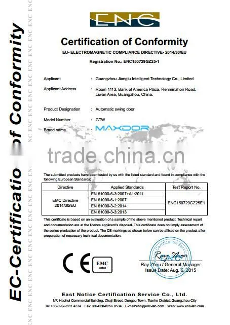 Company Information Maxdor GTW Automatic electronic swing doors