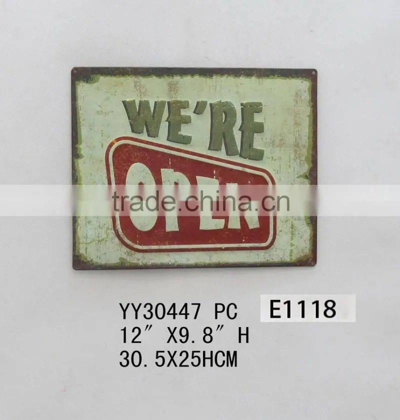 outdoor factory embossed wall tin sign, vintage metal tin plate