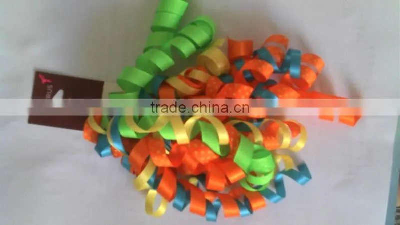 Christmas Printed Grosgrain Curly Ribbon, Fabric Present Bow, Woven Gift Wrapping Curling Ribbon Bow for Everyday Decorate