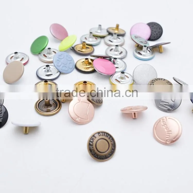New Fashion Accessories Embossed Logo Metal Custom Clothing Snap Buttons