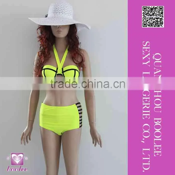 Top Sale Green Halter Push Up Sexy bikini set Two piece swimsuit for women