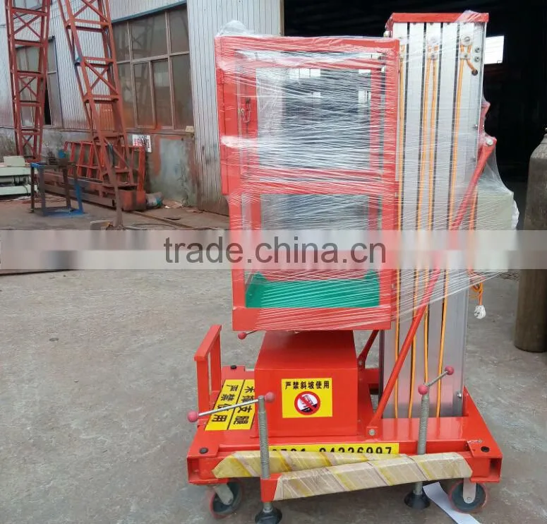 single mast hydraulic electric protable telescopic elevated one man lift platform/man lift