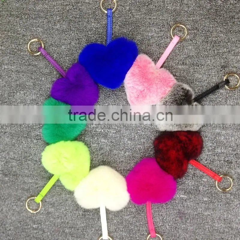 2016 Latest Cute Heart Pendant Fashion Girls Bag Phone Carkey Ornaments Leather Keychain