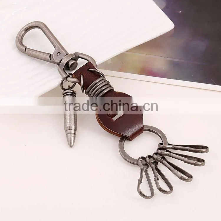 2015 Hot Sale Leather Keychain with Pendant Hammer and Big Ring
