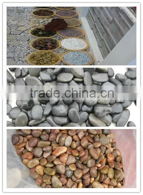Polished black pebble stone cobbles