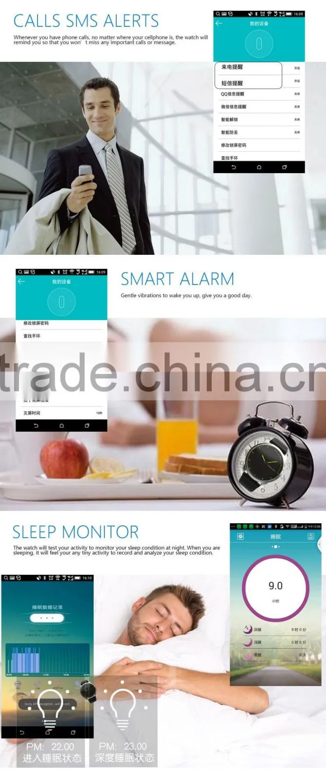 Smart sport watch with bluetooth V4.0 LTE waterproof function