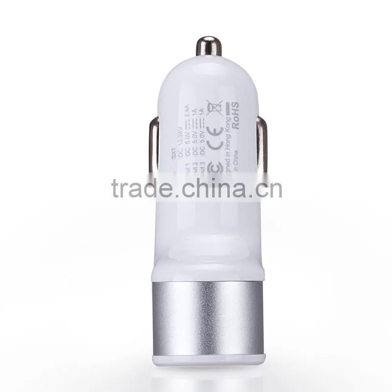 Momax XC Series 2.4A Quick Charging 3 USB Ports Car Charger for iPhone/ Android Mobile Phone Fashion Car Charger MT-5677