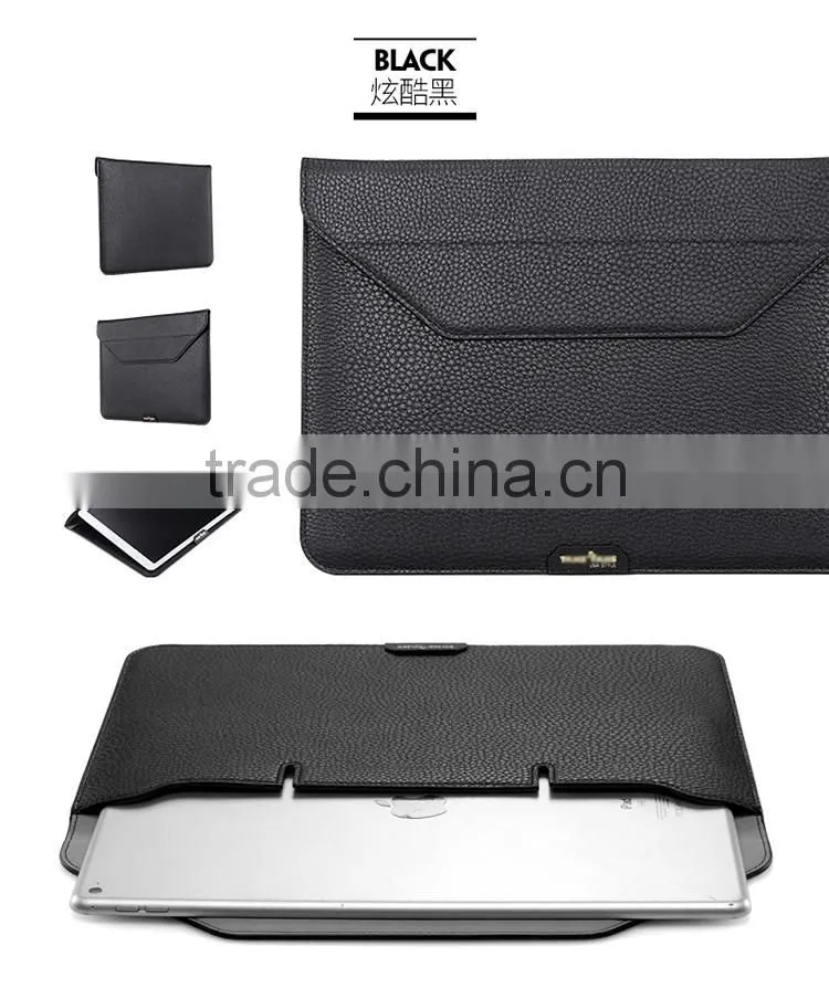 for iPad Pro 12.9 leather Sleeve with kick Stand, Wallet Sleeve Case for Macbook 12 inch, Ultrathin Carrying Bag with Stand