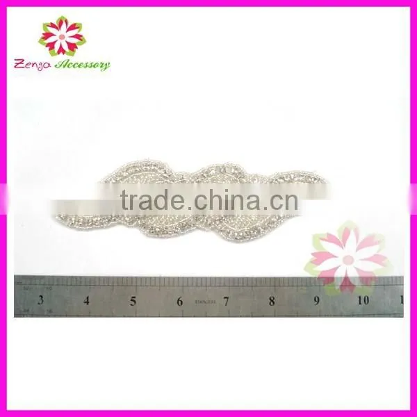 Rhinestone applique, beaded crystal applique, rhinestone applique for bridal sash