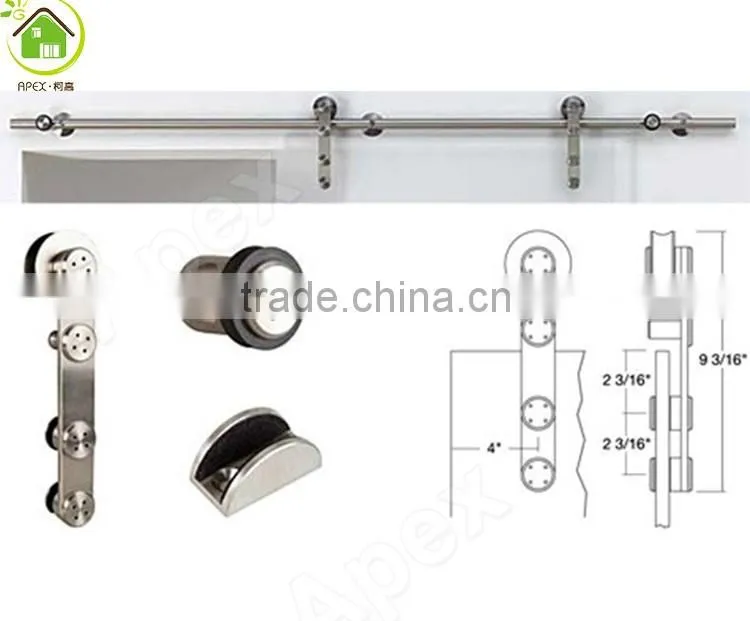 Simplicity Modern style sliding wood barn door grill door design Barn Door with glass