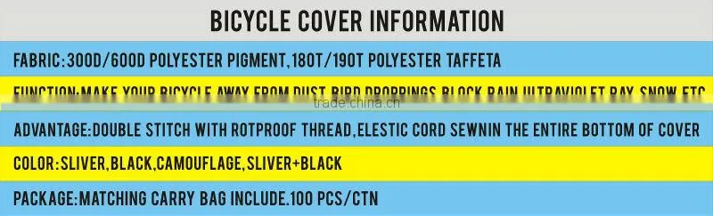 Polyester waterproof bicycle cover made in china