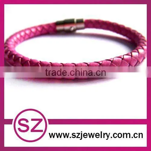 pub0036 new fashion leather wrap magnetic clasp bracelet