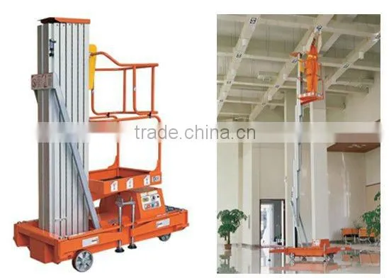 single mast aluminum alloy lift platform