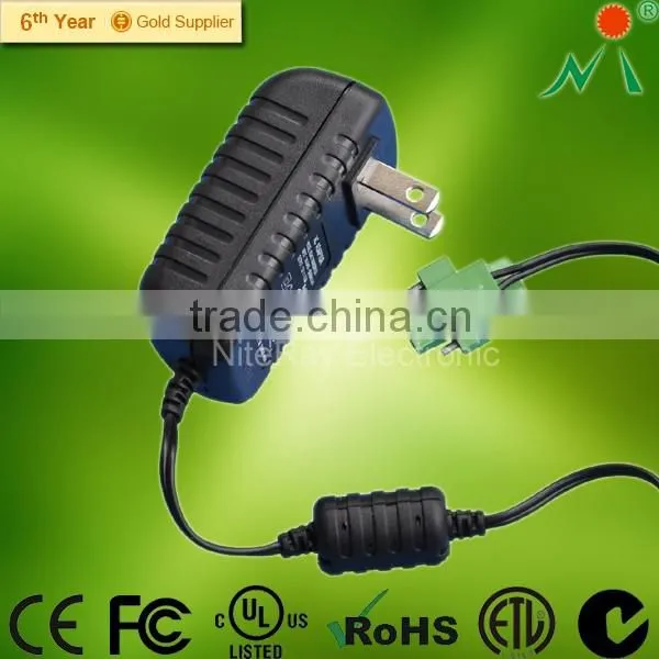 US plug AC/DC power supply adapterr with 5V1A 5V2A, 12V1A 12V2A VI efficiency UL FCC RoHS