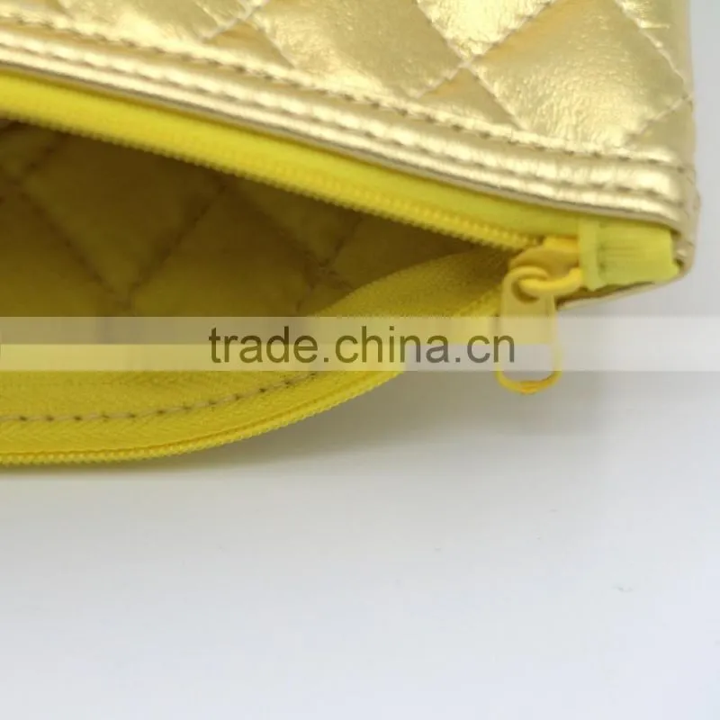 Shiny PU makeup bag fashionable gold PU comestic case