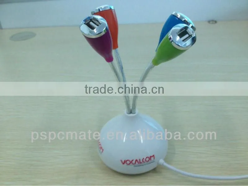 flower vase usb 2.0 hub,4 port usb hub with status led light in flower vase shape hub