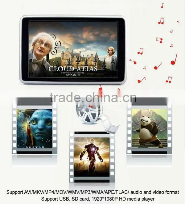 Easy Installation Hanging Headrest Monitor Support DVD/WIFI/USB/SD Card