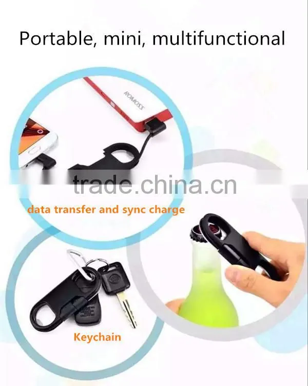 Wholesale usb data cable for samsung mobile phone/for iphone usb cable+bottle opener cable