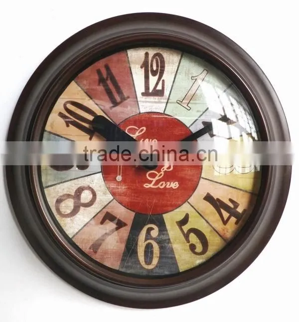 Dia 25 cm Contry Style Round Metal Wall Clock,Rustic Wall Clock