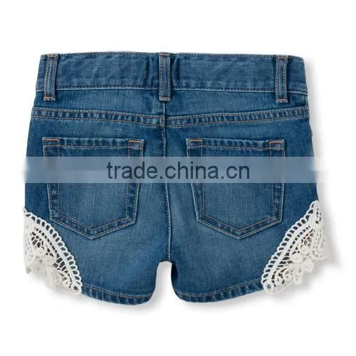Children Hot Pants Lace Jeans Denim Shorts