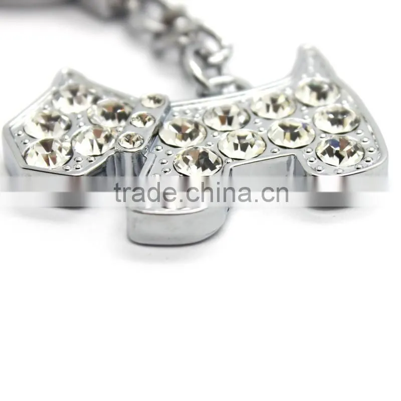 Metal Crystal dog shaped keychain
