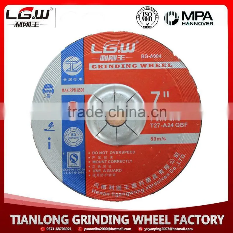 343 Ligangwang hot sale 180*6*22 depressed center grinding wheel for Thailand market