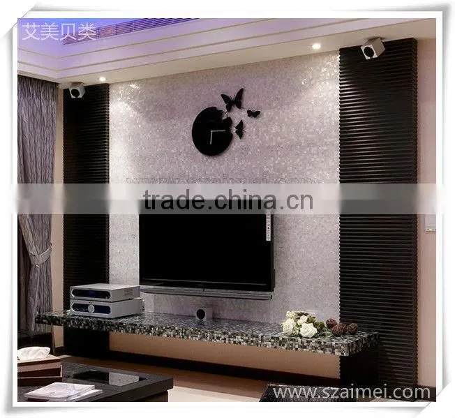 Triangle black/gray mother of pearl seashell mosaic with black Resin wall tile