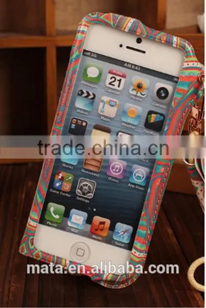 Fashionable Painting PU Leather Case With Sliding For iphone 6