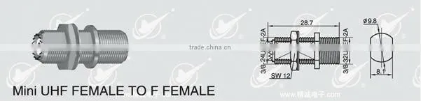 MINI UHF male to UHF female bulkhead, 50ohm