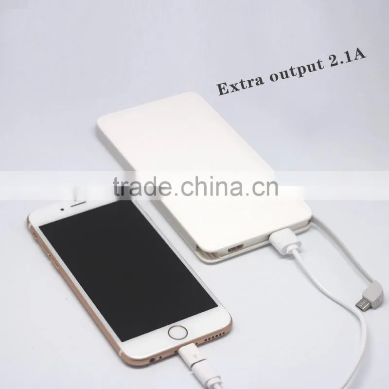 2016 new hot selling design real capacity leather 10000mah usb battery charger