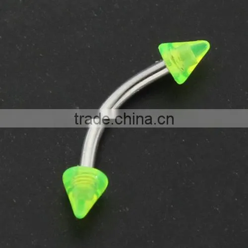 Multicolor Charming Fake Cheap Unique Acrylic Cone Stainless Steel Eyebrow Rings Body Piercing Jewelry