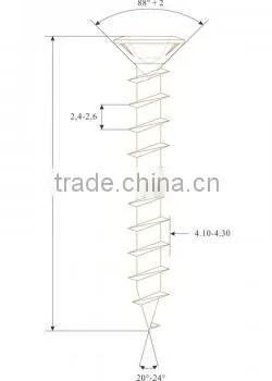 PVC window screw with countersunk head, stainless steel