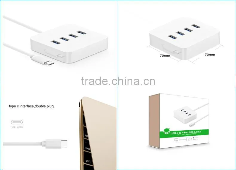 Computer accessory 4 port usb hub usb3.1 type c hub for macbook