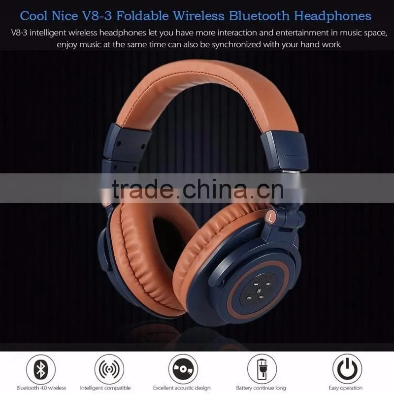 V8-3 Wireless Bluetooth Headphone Bluetooth 4.0 Foldable Super Bass Stereo Headset Cordless Headphones with Mic for Phone