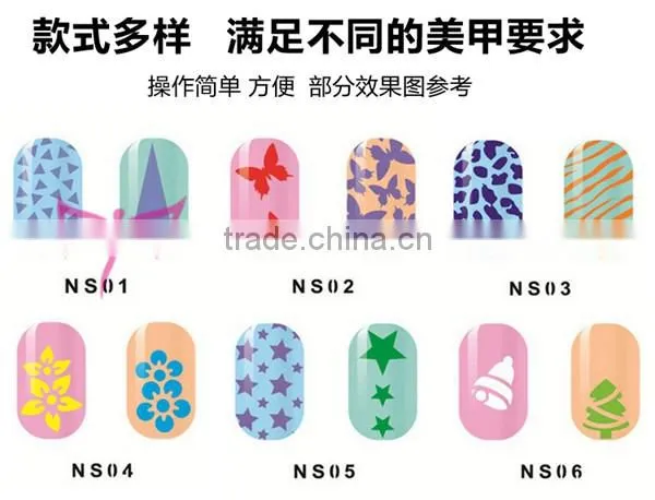 Hot blue butterfly design nail stencil sticker decals and stencil wraps